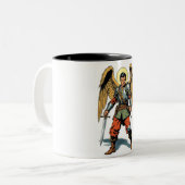 2 Couleurs Tasse à café St Michel de style BD Rétro (Devant gauche)