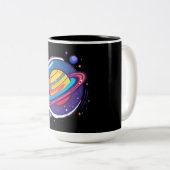 2 Couleurs Tasse à café sur la planète Saturne – Design cosmi (Devant droit)