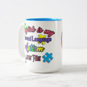 2 Couleurs Tasse à café sur l'autisme - Éléphant (Devant gauche)