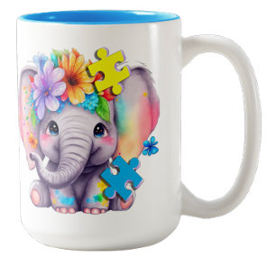 2 Couleurs Tasse à café sur l'autisme - Éléphant