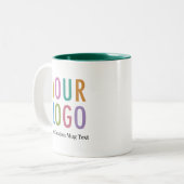 2 Couleurs Tasse à café verte intérieure avec nom logo de l'e (Devant gauche)