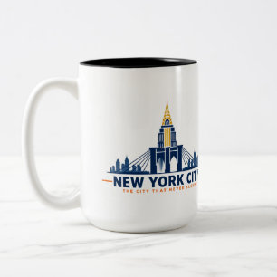 2 Couleurs Tasse à café vintage sur la skyline de New York Ci