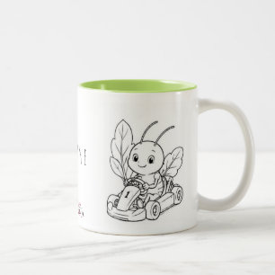 2 Couleurs Tasse à colorier avec nom souhaité, scarabée en ka