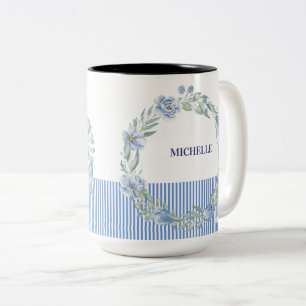 2 Couleurs Tasse à Couronne de Fleurs Personnalisée 