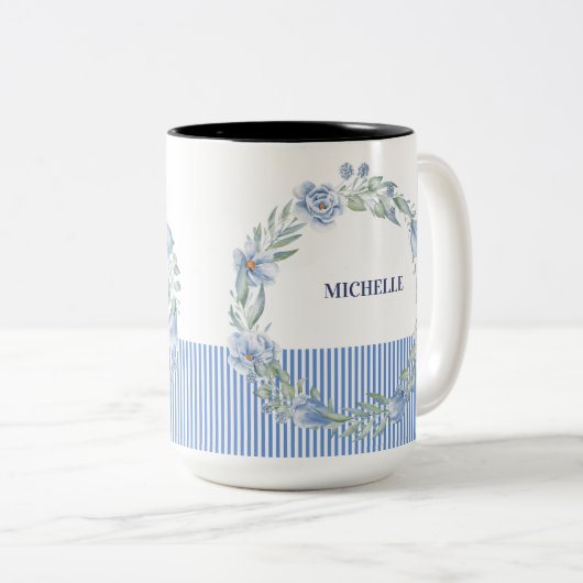 2 Couleurs Tasse à couronne florale personnalisée (Devant droit)