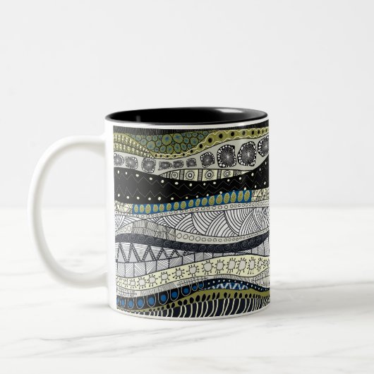 2 Couleurs Tasse à design abstrait Zen Waves (Gauche)