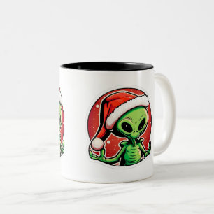 2 Couleurs Tasse à deux tons avec autocollant Alien Noël, 11