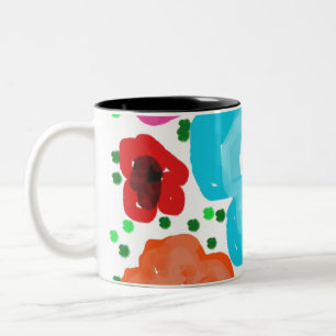 2 Couleurs Tasse à deux tons florale abstraite lumineuse et f
