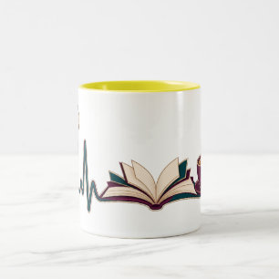 2 Couleurs Tasse à deux tons Heartbeat Books Coffee Doctor