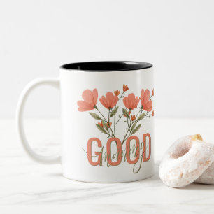 2 Couleurs tasse à fleur et bonjour