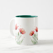 2 Couleurs tasse à fleurs peintes (Devant gauche)