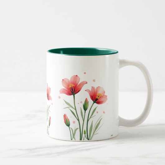 2 Couleurs tasse à fleurs peintes (Droit)