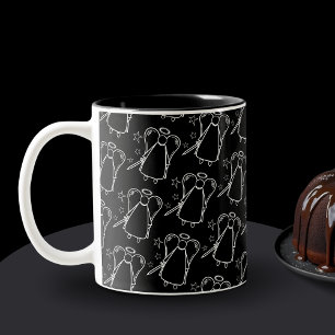 2 Couleurs Tasse à motif d'ange vengeur noir et blanc