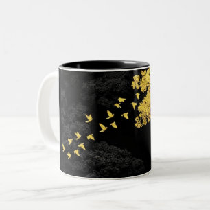 2 Couleurs Tasse à motif de personnage bâton noir Minimalis