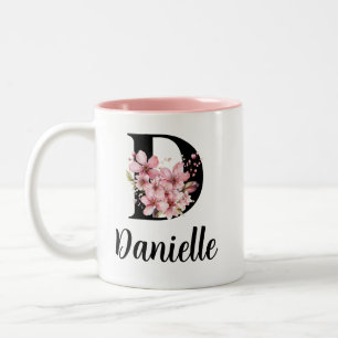 2 Couleurs Tasse à nom floral, tasse à café personnalisée, pe