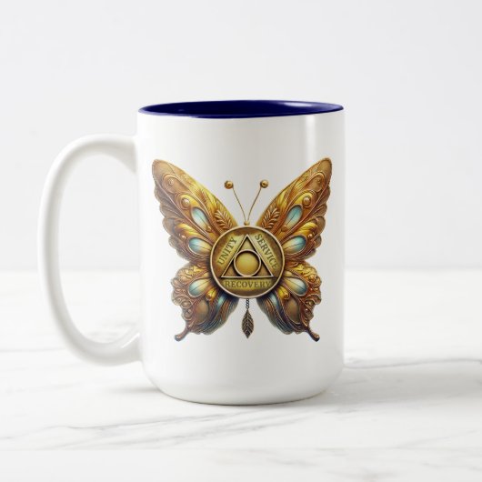 2 Couleurs Tasse à pièces de Butterfly avec prière sobre du p (Gauche)