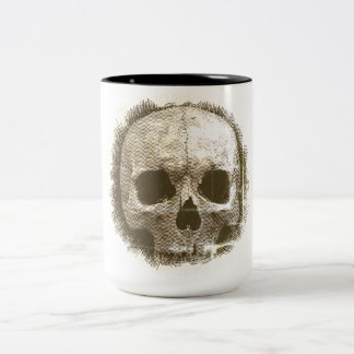 2 Couleurs Tasse à rebord noir crâne toile de jute patinée