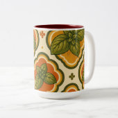 2 Couleurs Tasse Accent Motif Basilic Rétro (Devant droit)