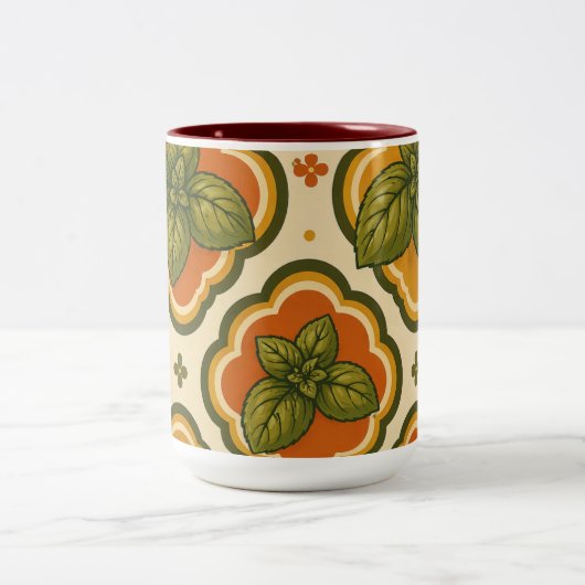 2 Couleurs Tasse Accent Motif Basilic Rétro (Centre)