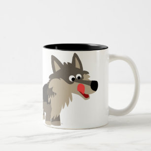2 Couleurs Tasse affamée de loup de bande dessinée mignonne