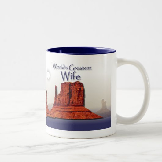 2 Couleurs Tasse affectueuse de bleu des mains de l'épouse (Droit)