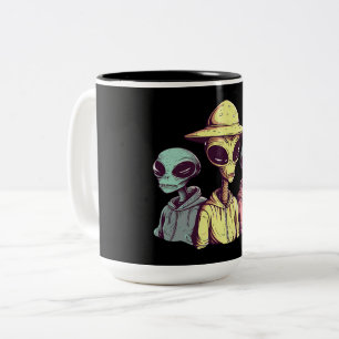 2 Couleurs Tasse Alien Duo – Rétro Sci-Fi