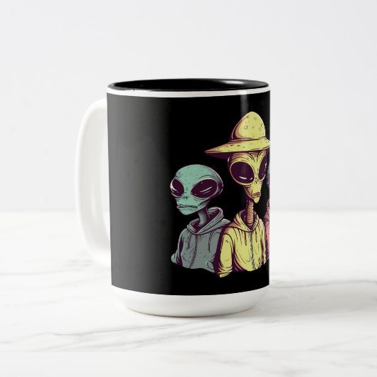 2 Couleurs Tasse Alien Duo – Rétro Sci-Fi (Devant gauche)