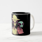 2 Couleurs Tasse Alien Duo – Rétro Sci-Fi (Devant droit)