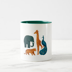 2 Couleurs Tasse - Animaux de zoo