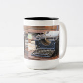 2 Couleurs Tasse antique de machine à écrire (Devant droit)