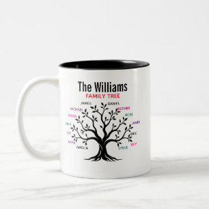 2 Couleurs Tasse Arbre Généalogique Rustique Racines et Branc