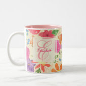 2 Couleurs Tasse assez florale de monogramme (Gauche)