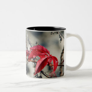 2 Couleurs Tasse aux feuilles rouges