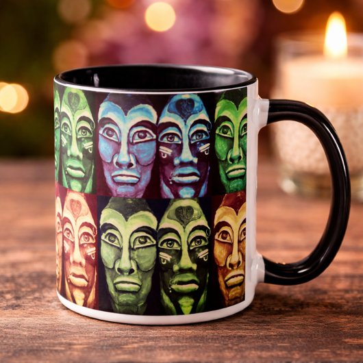 2 Couleurs Tasse aux visages tribaux inspirés de Mayan Bold E