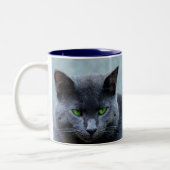 2 Couleurs Tasse aux yeux verts de chat (Gauche)