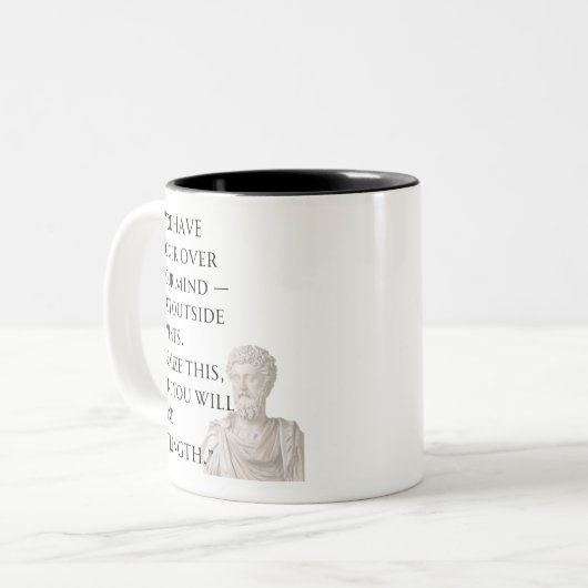 2 Couleurs Tasse avec citation de Marc Aurèle (Devant gauche)