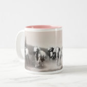 2 Couleurs Tasse avec des chevaux arabes (Devant gauche)