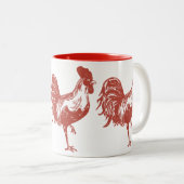 2 Couleurs Tasse avec le coq rouge (Devant droit)