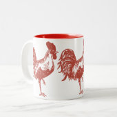 2 Couleurs Tasse avec le coq rouge (Devant gauche)