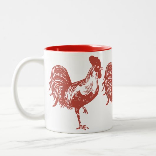 2 Couleurs Tasse avec le coq rouge (Gauche)