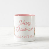 2 Couleurs Tasse avec nom de Père Noël moderne rose (Centre)