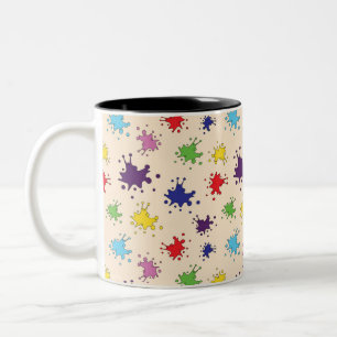 2 Couleurs Tasse avec palette d'artiste et éclaboussures de p