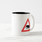 2 Couleurs Tasse avec panneau de passage éléphant (Devant droit)