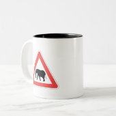 2 Couleurs Tasse avec panneau de passage éléphant (Devant gauche)