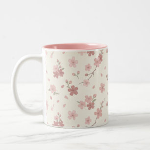 2 Couleurs Tasse bicolore à fleur de cerisier Sakura rose