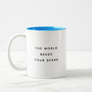 2 Couleurs Tasse bicolore moderne typographie Le monde a beso