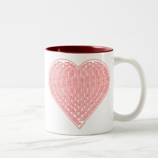 2 Couleurs Tasse binaire de coeur (Droit)