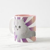 2 Couleurs Tasse blanche pelucheuse de chat (Devant gauche)