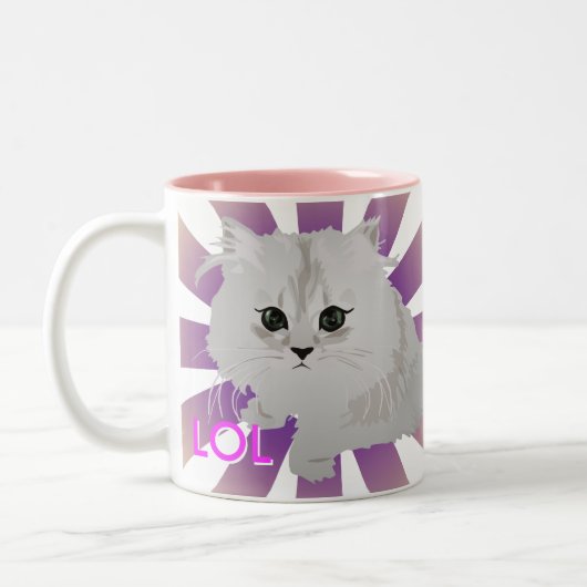 2 Couleurs Tasse blanche pelucheuse de chat (Gauche)