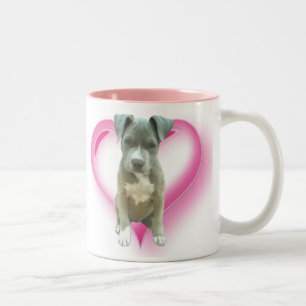 2 Couleurs Tasse bleue de chiot de pitbull